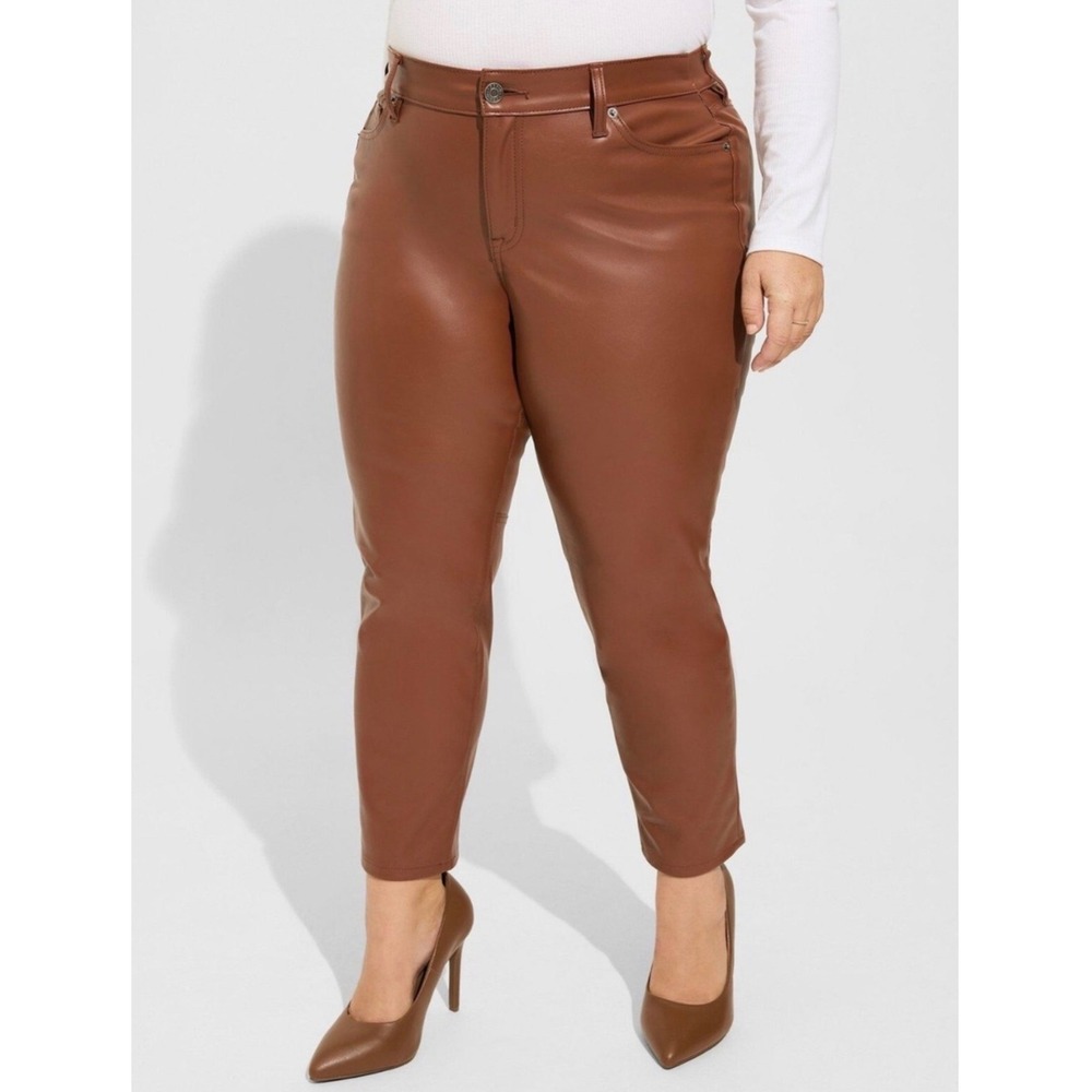 Torrid Perfect Skinny Faux Leather High-Rise Pants Root Beer Brown 18R New
